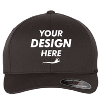 Flexfit by Yupoong Cotton Blend Cap, Dark Grey / Dark Grey, Front view, Mockup