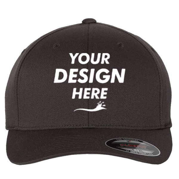 Flexfit by Yupoong Cotton Blend Cap, Dark Grey / Dark Grey, Front view, Mockup