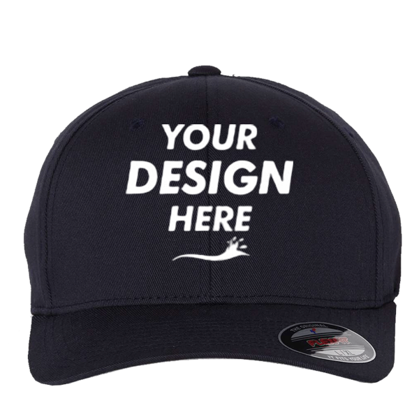 Flexfit by Yupoong Cotton Blend Cap, Dark Navy / Dark Navy, Front view, Mockup