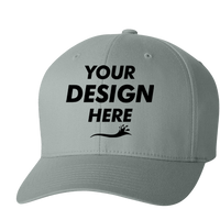 Flexfit by Yupoong Cotton Blend Cap, Grey / Grey, Front view, Mockup