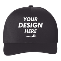 Flexfit by Yupoong Delta® Seamless Cap, Black / Black, Front view, Mockup