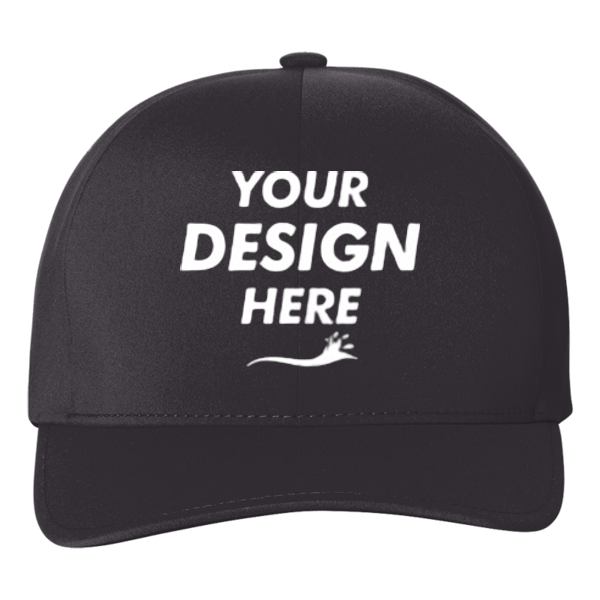 Flexfit by Yupoong Delta® Seamless Cap, Black / Black, Front view, Mockup