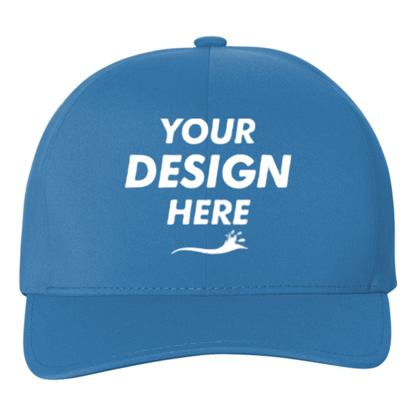 Flexfit by Yupoong Delta® Seamless Cap, Melange Blue / Melange Blue, Front view, Mockup