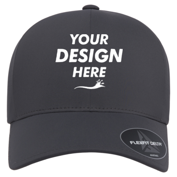 Flexfit by Yupoong Delta® Snapback Perforated Cap, Dark Grey, Front view, Mockup