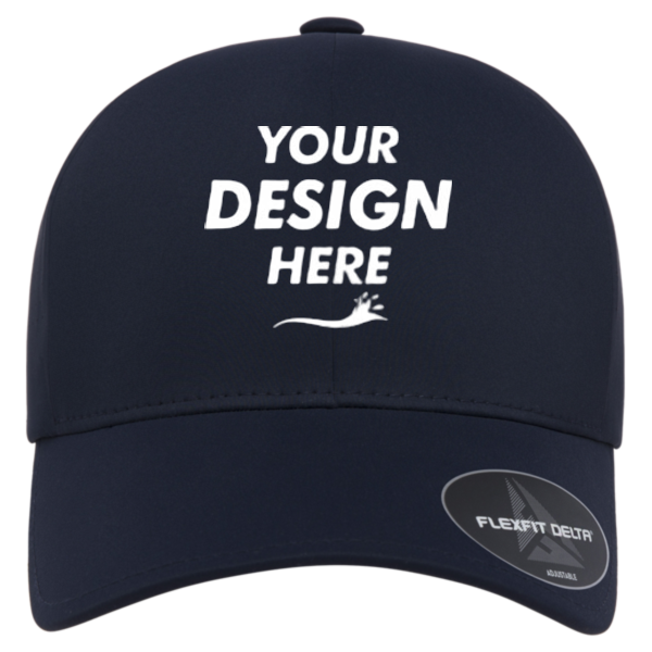 Flexfit by Yupoong Delta® Snapback Perforated Cap, Navy, Front view, Mockup