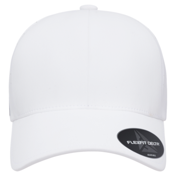 Flexfit by Yupoong Delta® Snapback Perforated Cap, White, Front view