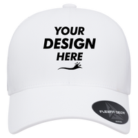 Flexfit by Yupoong Delta® Snapback Perforated Cap, White, Front view, Mockup