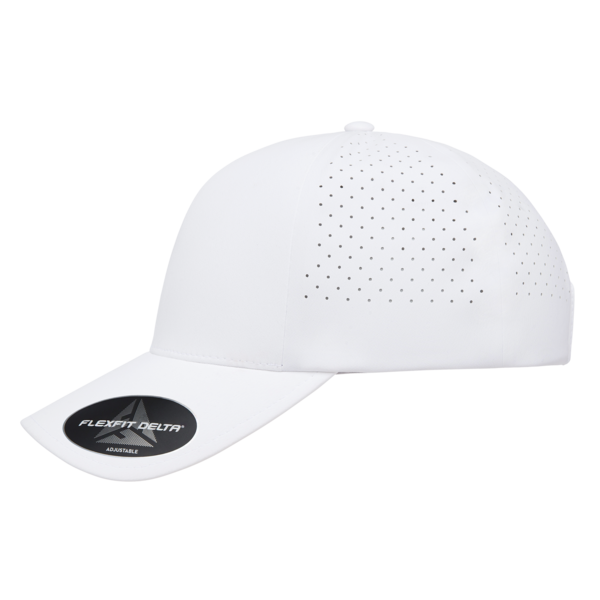 Flexfit by Yupoong Delta® Snapback Perforated Cap, White, Left Side view