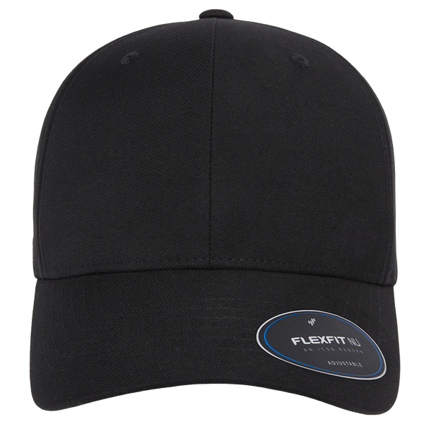 Flexfit by Yupoong NU® Adjustable Cap, Black, Front view