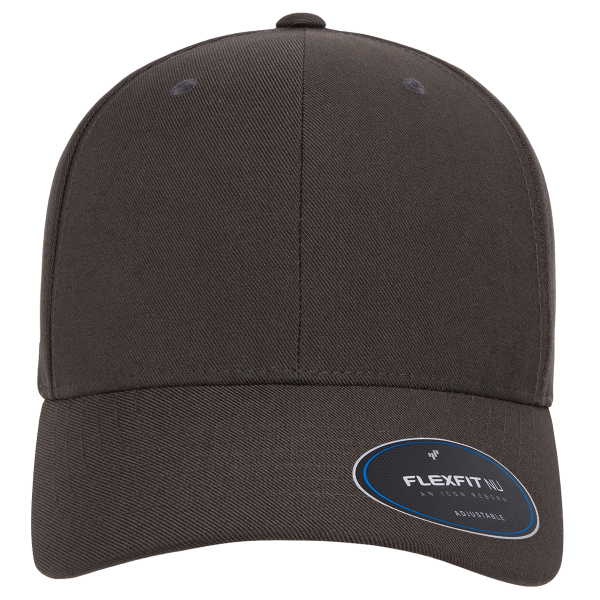 Flexfit by Yupoong NU® Adjustable Cap, Dark Grey, Front view