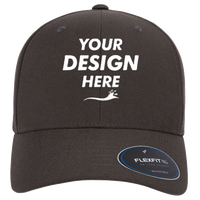 Flexfit by Yupoong NU® Adjustable Cap, Dark Grey, Front view, Mockup