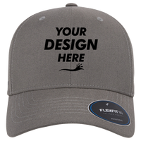 Flexfit by Yupoong NU® Adjustable Cap, Grey, Front view, Mockup