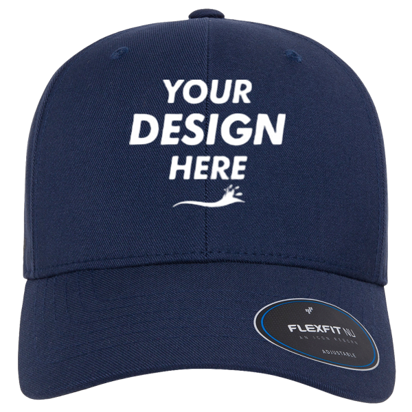 Flexfit by Yupoong NU® Adjustable Cap, Navy, Front view, Mockup