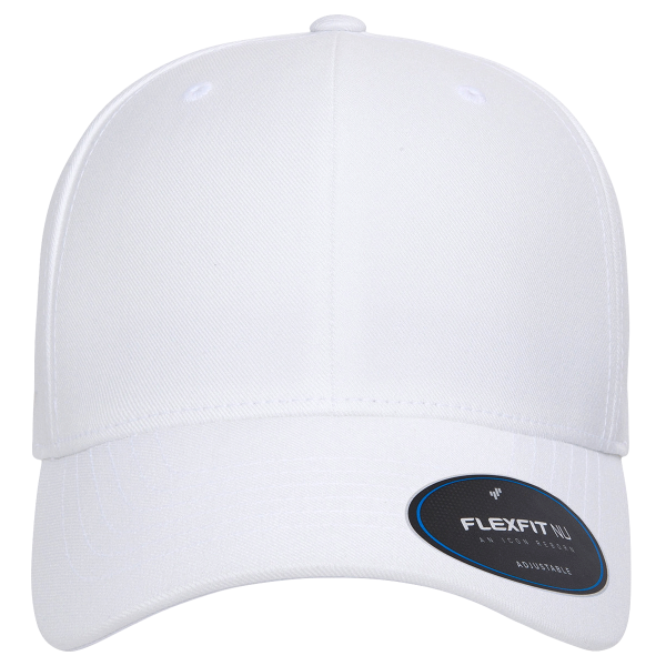 Flexfit by Yupoong NU® Adjustable Cap, White, Front view