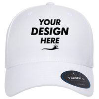 Flexfit by Yupoong NU® Adjustable Cap, White, Front view, Mockup