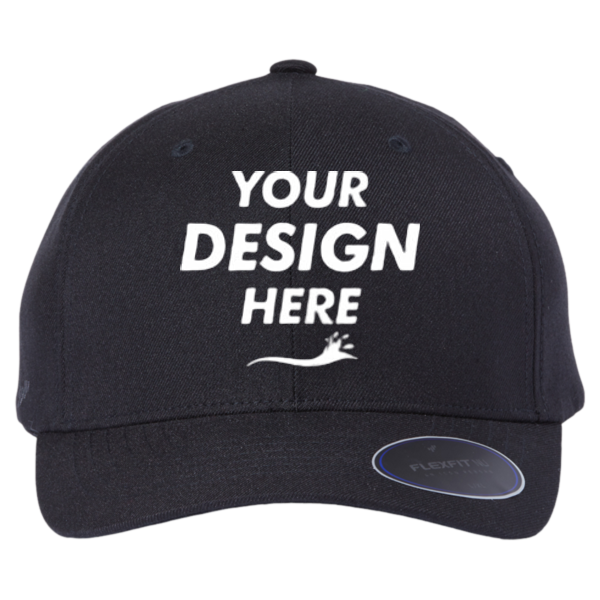 Flexfit by Yupoong NU® Cap, Black, Front view, Mockup