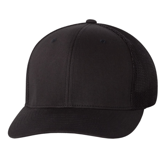 Flexfit by Yupoong Trucker Cap, Black / Black / Black, Front view
