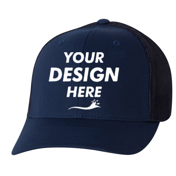 Flexfit by Yupoong Trucker Cap, Navy / Navy / Navy, Front view, Mockup