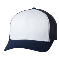 Flexfit by Yupoong Trucker Cap, Navy / White / Navy, Front view