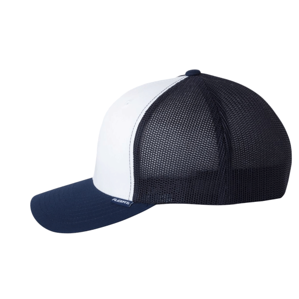 Flexfit by Yupoong Trucker Cap, Navy / White / Navy, Left Side view