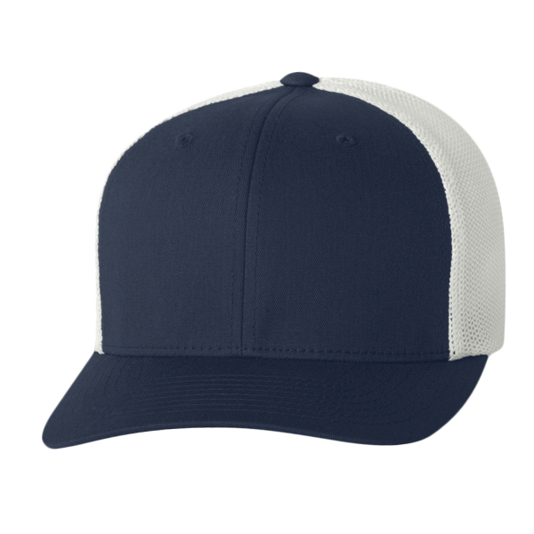 Flexfit by Yupoong Trucker Cap, Navy / White / White, Front view