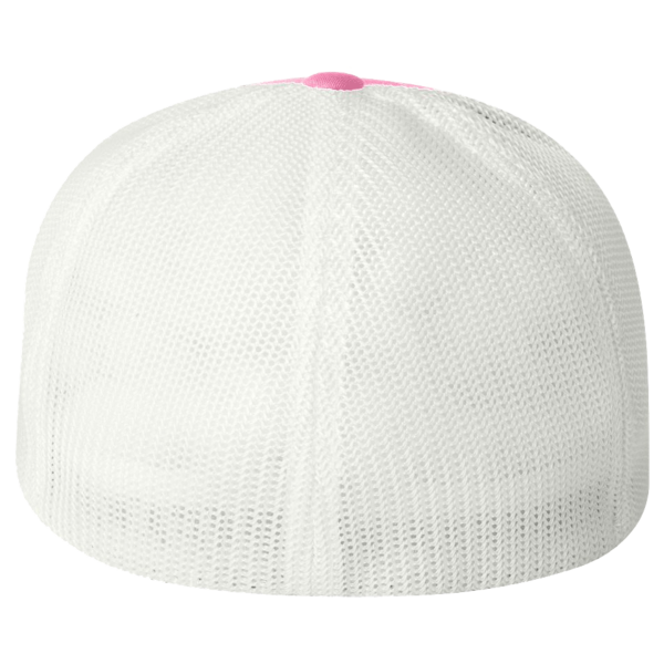 Flexfit by Yupoong Trucker Cap, Pink / White / White, Back view