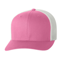 Flexfit by Yupoong Trucker Cap, Pink / White / White, Front view