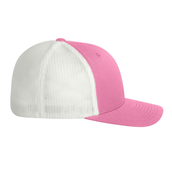 Flexfit by Yupoong Trucker Cap, Pink / White / White, Right Side view