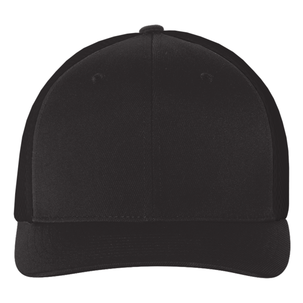 Flexfit by Yupoong Ultrafiber Mesh Cap, Black / Black, Front view