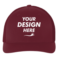 Flexfit by Yupoong Ultrafiber Mesh Cap, Maroon / Maroon, Front view, Mockup
