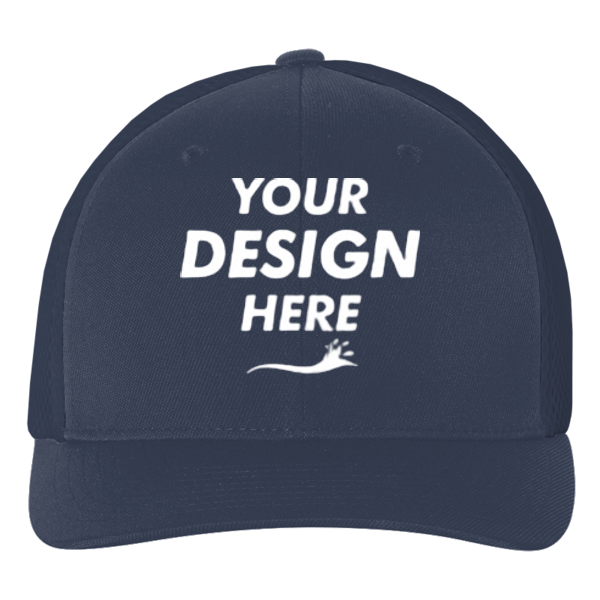 Flexfit by Yupoong Ultrafiber Mesh Cap, Navy / Navy, Front view, Mockup