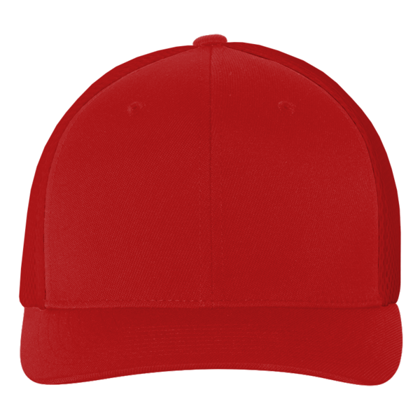 Flexfit by Yupoong Ultrafiber Mesh Cap, Red / Red, Front view