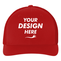 Flexfit by Yupoong Ultrafiber Mesh Cap, Red / Red, Front view, Mockup