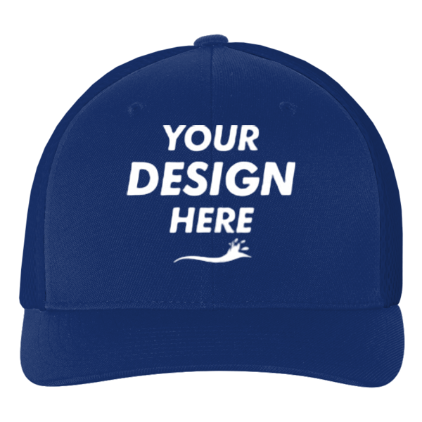 Flexfit by Yupoong Ultrafiber Mesh Cap, Royal Blue / Royal Blue, Front view, Mockup