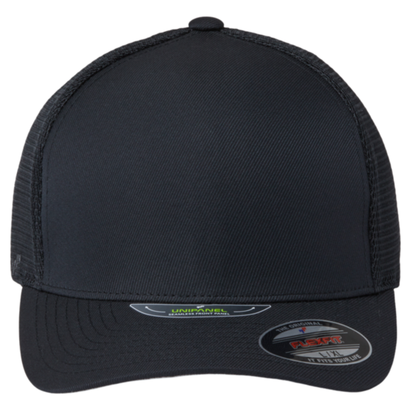 Flexfit by Yupoong Unipanel™ Trucker Cap, Black / Black, Front view