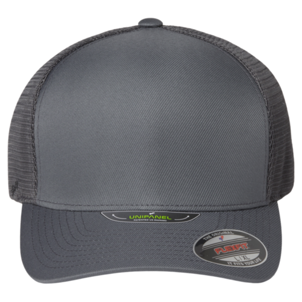 Flexfit by Yupoong Unipanel™ Trucker Cap, Charcoal / Charcoal, Front view