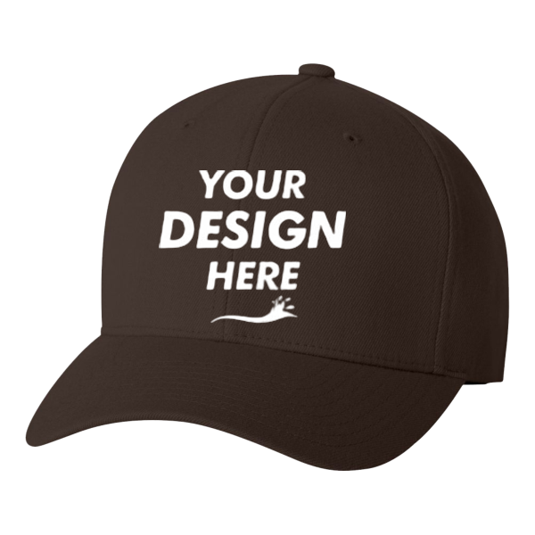 Flexfit by Yupoong Wool-Blend Cap, Brown, Front view, Mockup