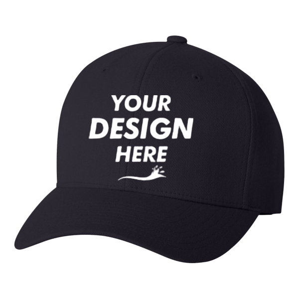 Flexfit by Yupoong Wool-Blend Cap, Dark Navy, Front view, Mockup