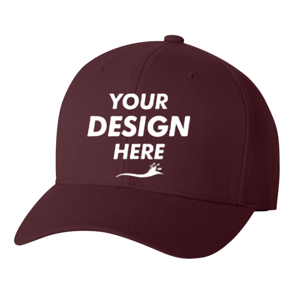 Flexfit by Yupoong Wool-Blend Cap, Maroon, Front view, Mockup