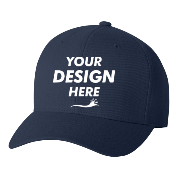 Flexfit by Yupoong Wool-Blend Cap, Navy, Front view, Mockup