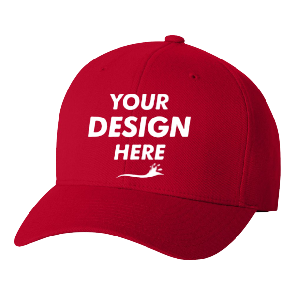 Flexfit by Yupoong Wool-Blend Cap, Red, Front view, Mockup