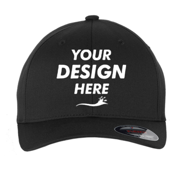 Flexfit by Yupoong Youth Cotton Blend Cap, Black, Front view, Mockup