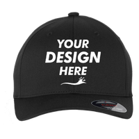 Flexfit by Yupoong Youth Cotton Blend Cap, Black, Front view, Mockup