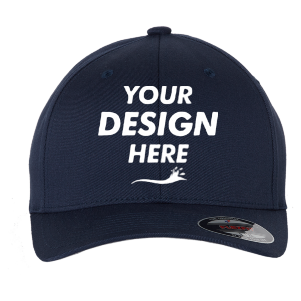 Flexfit by Yupoong Youth Cotton Blend Cap, Navy, Front view, Mockup