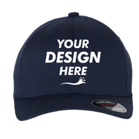 Flexfit by Yupoong Youth Cotton Blend Cap, Navy, Front view, Mockup