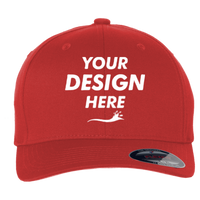 Flexfit by Yupoong Youth Cotton Blend Cap, Red, Front view, Mockup
