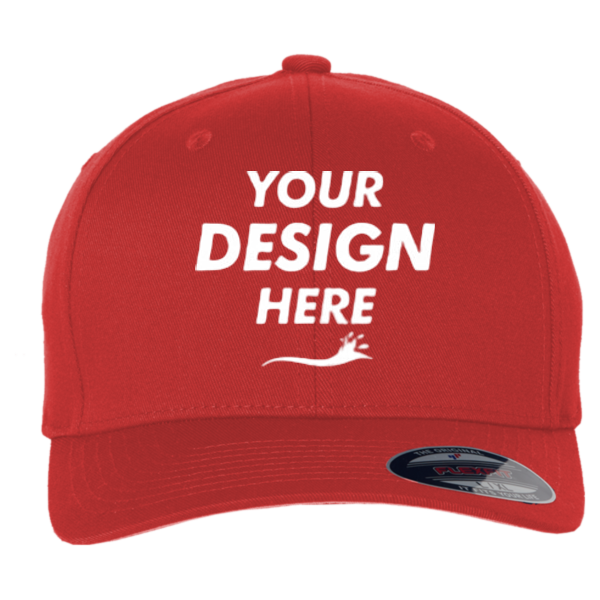 Flexfit by Yupoong Youth Cotton Blend Cap, Red, Front view, Mockup