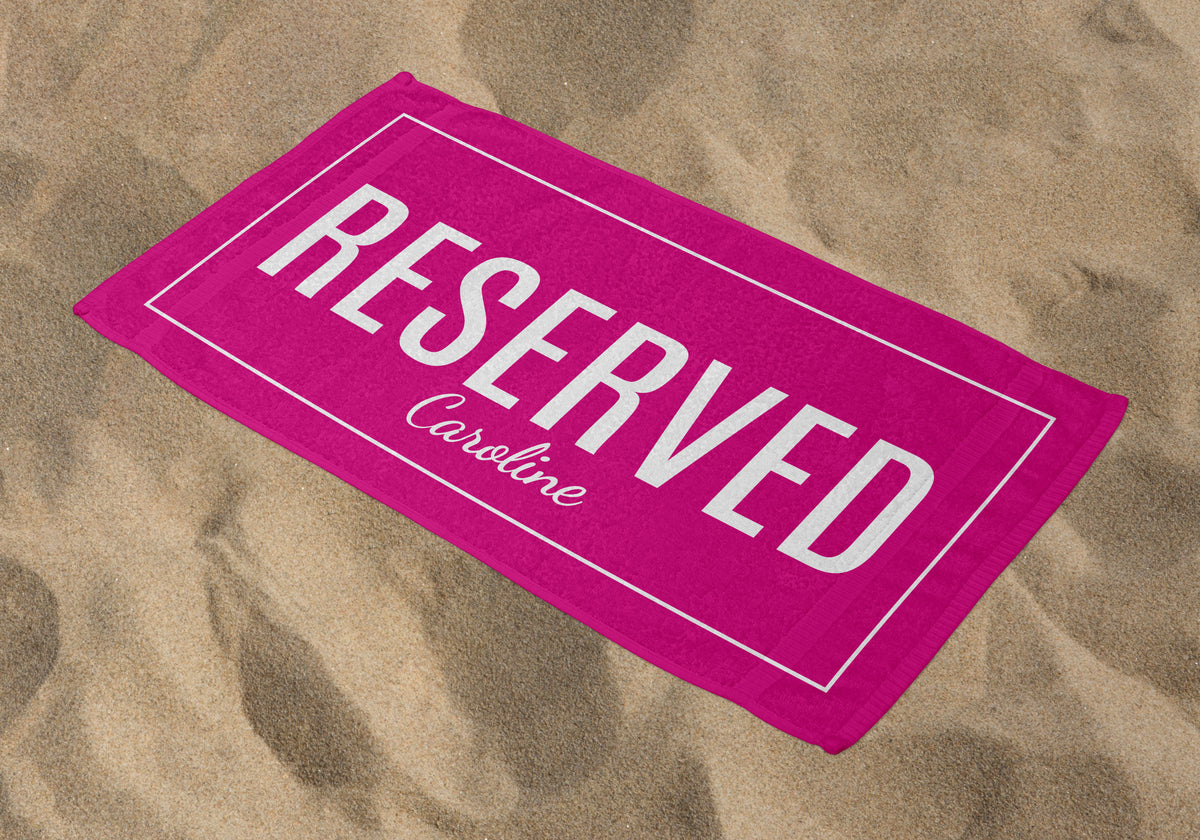 Personalized Reserved Beach Towel, Fuschia Standart Beach Towel, Fuschia Premium Beach Towel