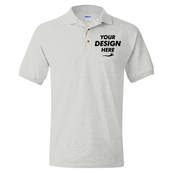 Gildan DryBlend® Jersey Polo, Ash, Front view, Mockup