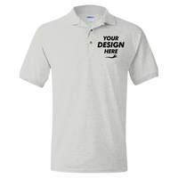 Gildan DryBlend® Jersey Polo, Ash, Front view, Mockup